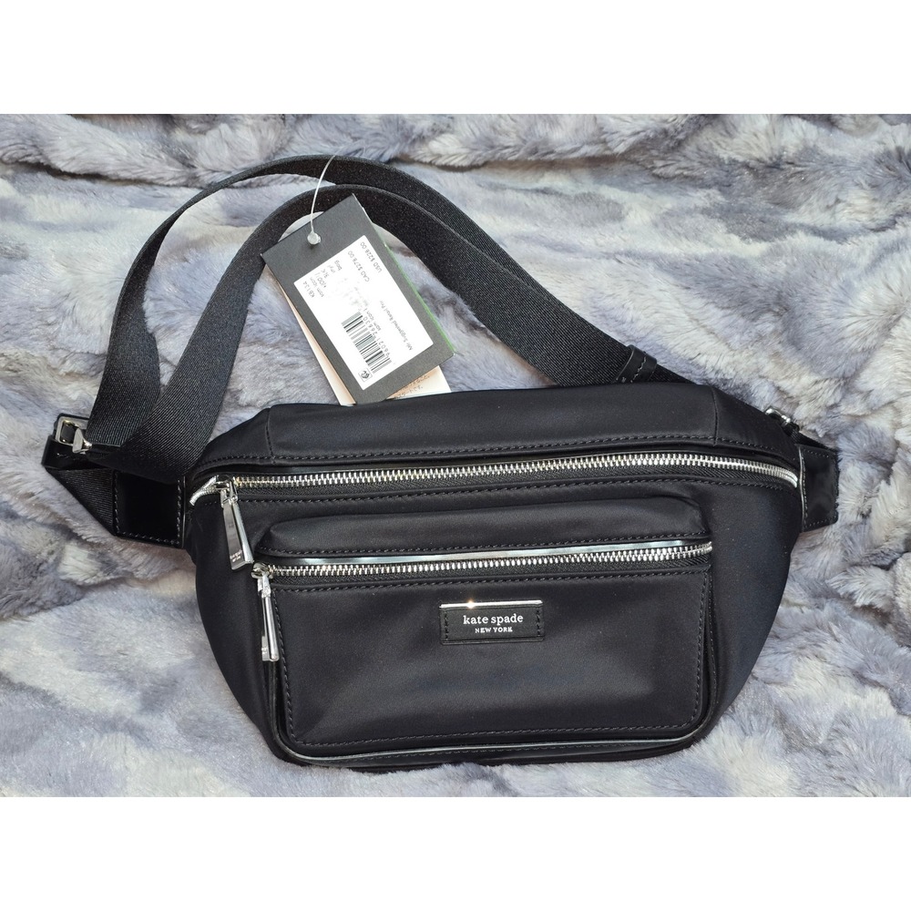 NWT Kate Spade Sam Icon KSNYL Belt Bag Black Nylon Waist Pack KB134 & dust bag‎